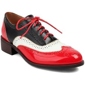 Lace-up Wingtips Oxford Shoes for Women Cutout Brogues Saddle Shoes