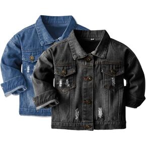 Cromoncent 2 Pieces Kids Classic Denim Jacket for Boys Girls