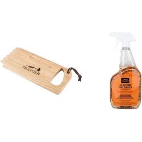 Traeger Grills BAC454 Wooden Scape Grill Scraper, Wood & AC679 All Natural Cleaner Grill Accessories 946 ml