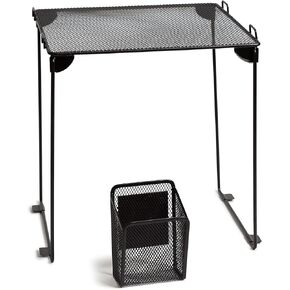 U Brands Gray Mesh Locker Organization Kit, Includes Magnetic Cup, Folding Shelf and Bin, 3 Pieces