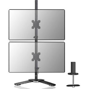 suptek Dual LED LCD Monitor Stand up Desk Mount for 2 / Two Screens up to 27 inch Extra Tall 31.5" Pole Heavy Duty Fully Adjustable Stand Vertical Array (MD6802)