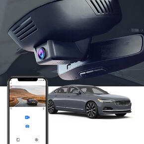 Fitcamx 4K Dash Cam Suitable for Volvo V90 XC60 S90 2022 2023 2024 B5 B6 T8 (Model B), OEM Factory Look, 2160P UHD Video, Loop Recording WiFi, Collision Detection, Easy to Install, 64GB Card