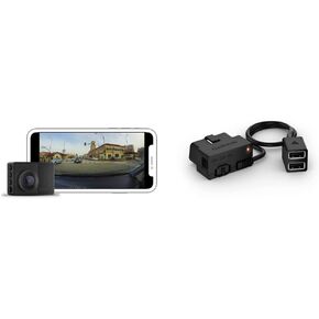 Garmin Dash Cam Mini 2, Tiny Size, 1080p and 140-degree FOV, Monitor Your Vehicle While Away w/New Connected Features, Voice Control & 010-12530-03 Parking Mode Cable, 6.60" x 2.70" x 2.00", Black