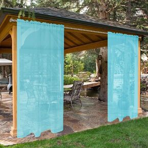 SpaceDresser Waterproof Outdoor Sheer Curtains for Patio - 2 Panels Rod Pocket Indoor Voile Sheer Curtain for Living Room,52W x 84L inch, Aqua in Kuwait