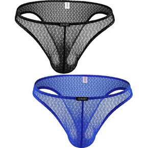 IKINGSKY Men's Cheeky Briefs See Through Bugle Bikini Underwear Lace Brazilian Back Under Panties for Men