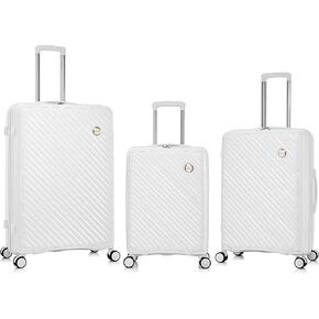 Rockland Prague Hardside Luggage with Spinner Wheels, Silver, 3-Piece Set (20/24/28) in Kuwait