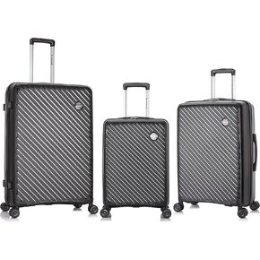 Rockland Prague Hardside Luggage with Spinner Wheels, Silver, 3-Piece Set (20/24/28)