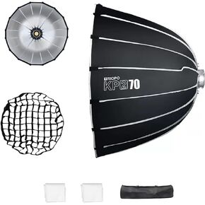 Triopo 35.4inch/90cm Parabolic Softbox Bowens Mount Soft Boxes with Honeycomb Grid, Quick Set up Quick Folding, Compatible with Aputure 120d Light Dome Godox SL60w NEEWER RGB CB60 Bowens Mount Lights