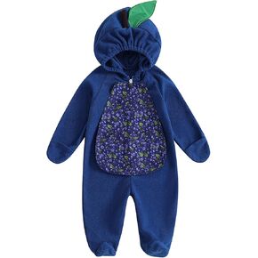 VISGOGO Newborn Baby Halloween Costumes for Girls Boys Long Sleeve Hooded Zipper Jumpsuit Romper Clothes
