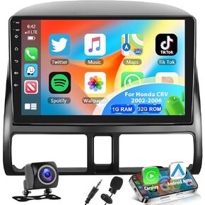 Android Double Din Car Stereo Radio for Honda CRV 2002 2003 2004 2005 2006, 9'' Touch Screen Bluetooth Car Audio Receiver with GPS Navigation Mirror Link WiFi/FM/SWC/HiFi/USB/RDS Backup Camera