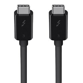 Belkin Thunderbolt 3 Cable (USB-C to USB-C) - USB C Cable For MacBook Air, Galaxy, Apple TV & More, Fast Charging Up To 100W, Made For USB-C, Thunderbolt 3 devices & 5K/Ultra HD - 2.6ft/0.8m - Black
