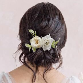 Wedding Rose Flower Hair Comb Bridal Headpiece Floral Hair Accessories for Brides and Bridesmaids (Deep Red 02)