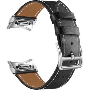 TRUMiRR Band for Galaxy Watch 6 Classic 43mm 47mm / Watch 6 40mm 44mm, Button Connector Leather Watchband No Gap No Pin Strap for Samsung Galaxy Watch 5/5 Pro / 4/4 Classic 40mm 44mm 45mm 42mm 46mm