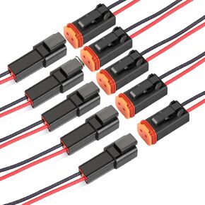 8 Pin Waterproof Connector,8 Wire Electrical Car Auto Connector,With 20CM 16AWG Long Male Female Plug Quick Disconnect Wire Connectors for Car Truck Motorcycle Marine Boat(1 Pairs Black)