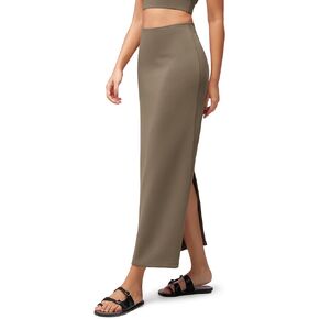 ODODOS Modal Soft Maxi Skirt for Women, Back Slit High Waist Casual Long Pencil Skirts