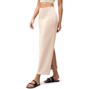 ODODOS Modal Soft Maxi Skirt for Women, Back Slit High Waist Casual Long Pencil Skirts