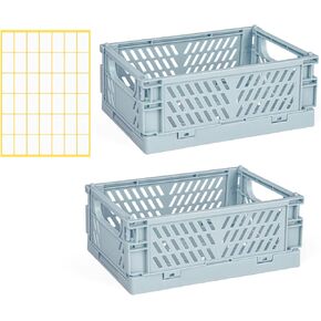 صندوق تخزين صغير قابل للطي، 2 عبوة، سلال بلاستيكية قابلة للطي مع بطاقات، صناديق تخزين لمنظمي المكتب، المطبخ المنزلي، غرفة النوم، الحمام، أدوات المكتب، أجزاء صغيرة (وردي، 5.9 × 3.8 × 2.2 بوصة) in Kuwait