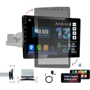 ستيريو سيارة اندرويد 12 حقيقي من اماسياوديو، شاشة لمس دوارة 10.1 انش، عالمي 1 دين، يدعم لاسلكي ابل كاربلاي اندرويد اوتو/ نظام تحديد المواقع العالمي / HD1080P/تشغيل سريع in Kuwait