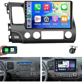8 Core+4+64G for Honda Civic 2006-2011 Android 13 Car Stereo with Wireless Carplay Android Auto, 10.1" IPS Touchscreen Radio with HI-Res/DSP Audio GPS WiFi Bluetooth 5.0 AM/FM SWC Backup Camera
