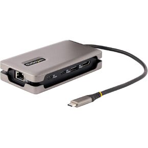 StarTech.com USB-C Multiport Adapter - 4K 60Hz HDMI/DP - 3-Port USB Hub - 100W Power Delivery Pass-Through - GbE - Travel Mini Docking Station w/Charging - 1ft/30cm Wrap-Around Cable (DKT31CDHPD3)
