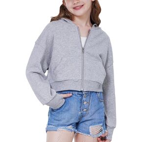 WULFUL Girls Casual Zipper up Sweatshirts Crop Jackets for Teens