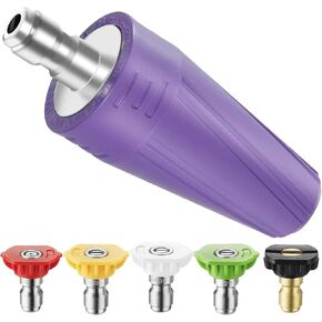 Pressure Washer Turbo Nozzle, 360° Rotating Power Washer Tips, 3400 PSI with 1/4" Quick Connect, 5 Spray Nozzle Tips Replacement For Ryobi, Karcher, Greenworks, and More (4.0 GPM)