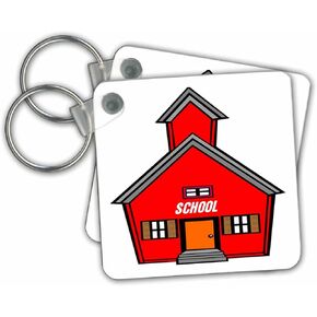 3dRose Red Blue Green Laundry Room - Key Chains, 2.25 x 4.5 inches, set of 2 (kc_44848_1)