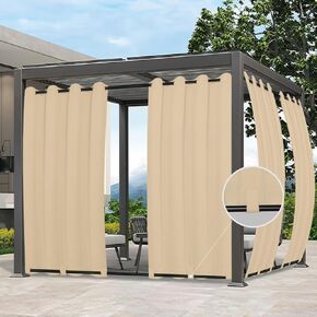 Easy-Going Outdoor Curtains Waterproof Windproof Weatherproof Curtain for Patio, Cabana, Porch, Pergola and Gazebo, Grommet Top and Tab Bottom Drape, 1 Panel, 54x72 inch, Beige in Saudi Arabia