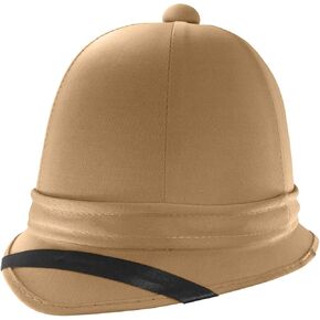 Adult Foam British Pith Helmet - Jungle Safari Zoo Sun Hats - Explorer Postal Guide Hard Helmets - Halloween Costume Accessory, Khaki, One Size