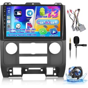 Roinvou 2+64G Android 13 CarPlay Stereo for 07-12 Ford Escape/08-10 Mercury Mariner/08-12 Mazda Tribute, 9'' Touch Screen in-Dash GPS Navi with Wireless CarPlay Android Auto Mirror Link BT HiFi WiFi