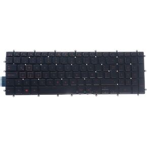 Latin Spanish Keyboard Red Prints,Backlit Keyboard Replacement Compatible with Dell G3(3779),G3(3590),G3(3579),G5(5587),G5(5590),G7(7588),G7 (7590),G7(7790),Without Keyboard Trim