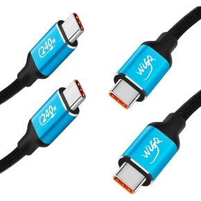 WLGQ USB C to USB C Cable, USB2.0 Type c Charging Cable Fast Charge 240W 48V5A 100w 20V5A （2Pcs 1.5m）