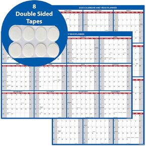 2025 Wall Calendar with Double Sided Tape for Wall hanging, Large Wet & Dry Erase Laminated, Size 12" x 18", 12 Month Annual Yearly Wall Planner, Reversible, Horizontal/Vertical