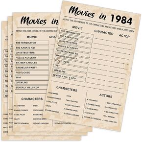40th Birthday Party Games, Movies in 1983 Games, Birthday Party Supplies for Adults, Fun 1983s Party Game，Pack of 30 Cards
