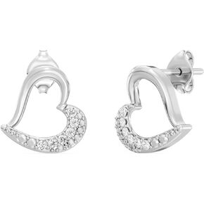 Gilded 1/10 ct. T.W. Lab Grown Diamond (SI1-SI2 Clarity, F-G Color) and Sterling Silver Heart Stud Earrings