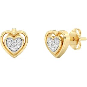 Gilded 1/10 ct. T.W. Lab Grown Diamond (SI1-SI2 Clarity, F-G Color) and Sterling Silver Heart Stud Earrings