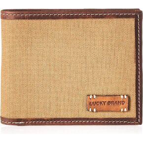 Lucky Brand Men's Plaid Embossed RFID Bifold, Brown, OSFA