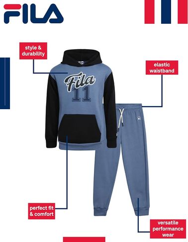 Fila Boys' Sweatsuit Set - 2 Piece Athletic Hoodie Sweatshirt and Active Jogger Sweatpants - Boys Activewear Jogset (8-12) in Saudi Arabia