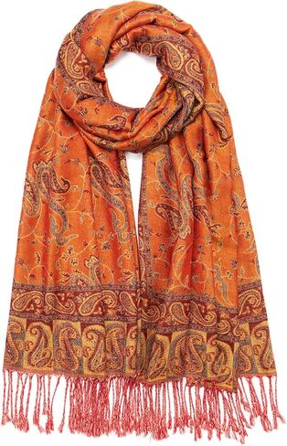 Paisley Pashmina Shawl Wrap Women Reversible Vintage Jacquard Pashmina Rave Scarf with Fringe for Evening, Wedding in Saudi Arabia