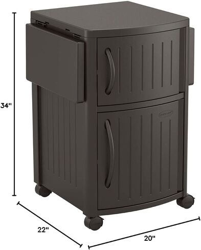 Suncast DCP2000 Portable Outdoor Patio Backyard Grilling Entertainment Serving Prep Station Table with Cabinet Storage and Drop Leaf Extensions, Beige in Saudi Arabia