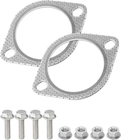 2PCS Exhaust Gasket,Exhaust Flange Gasket,Catalytic Converter Gasket,Car Accessories Exhaust Flange,Exhaust Flange Repair Kit with Bolts & Nuts,Muffler Gasket,Replaces #120-06310-0002 (2.5inch) in Saudi Arabia