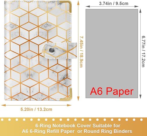 Toplive A6 Refillable Notebook Binder PU Leather 6 Ring Budget Binder Organizer for A6 Filler Paper, Loose Leaf Personal Planner Binder Cover, Marble Purple in Saudi Arabia