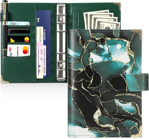 Toplive A6 Refillable Notebook Binder PU Leather 6 Ring Budget Binder Organizer for A6 Filler Paper, Loose Leaf Personal Planner Binder Cover, Marble Purple in Saudi Arabia