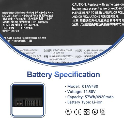 ANTIEE 01AV418 Laptop Battery Replacement for Lenovo ThinkPad E570 E570C E575 Series 01AV417 SB10K97574 01AV414 SB10K97571 SB10K97575 01AV415 01AV416 SB10K97572 4X50M33574 14.6V 41Wh 2810mAh in Saudi Arabia