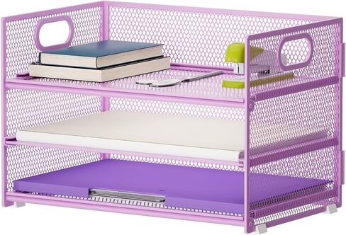 Marbrasse 3 Tier Paper Organizer Letter Tray, Mesh File Organizer with Handle, Paper Sorter Desk Organizer for Home Office Supplies in Saudi Arabia