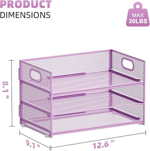 Marbrasse 3 Tier Paper Organizer Letter Tray, Mesh File Organizer with Handle, Paper Sorter Desk Organizer for Home Office Supplies in Saudi Arabia