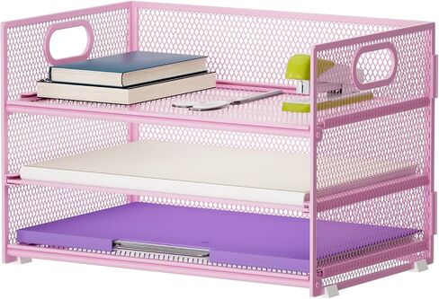 Marbrasse 3 Tier Paper Organizer Letter Tray, Mesh File Organizer with Handle, Paper Sorter Desk Organizer for Home Office Supplies in Saudi Arabia