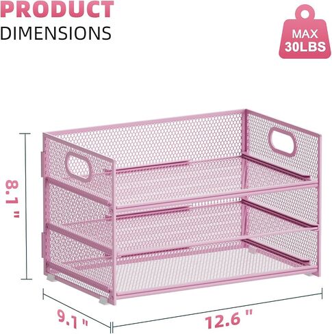 Marbrasse 3 Tier Paper Organizer Letter Tray, Mesh File Organizer with Handle, Paper Sorter Desk Organizer for Home Office Supplies in Saudi Arabia