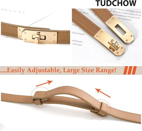 2 Pack Women Skinny Leather Belt with Golden Silver Alloy Turn Lock Buckle, Ladies Thin Adjustable Waist Belt in Saudi Arabia