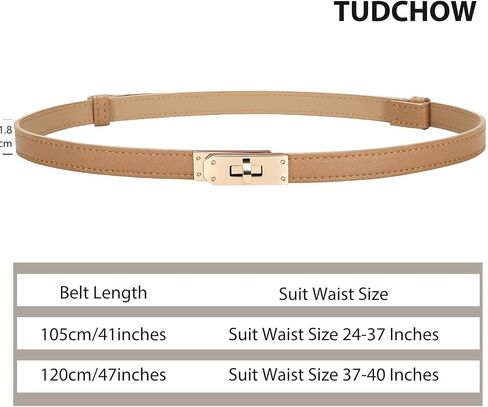 2 Pack Women Skinny Leather Belt with Golden Silver Alloy Turn Lock Buckle, Ladies Thin Adjustable Waist Belt in Saudi Arabia